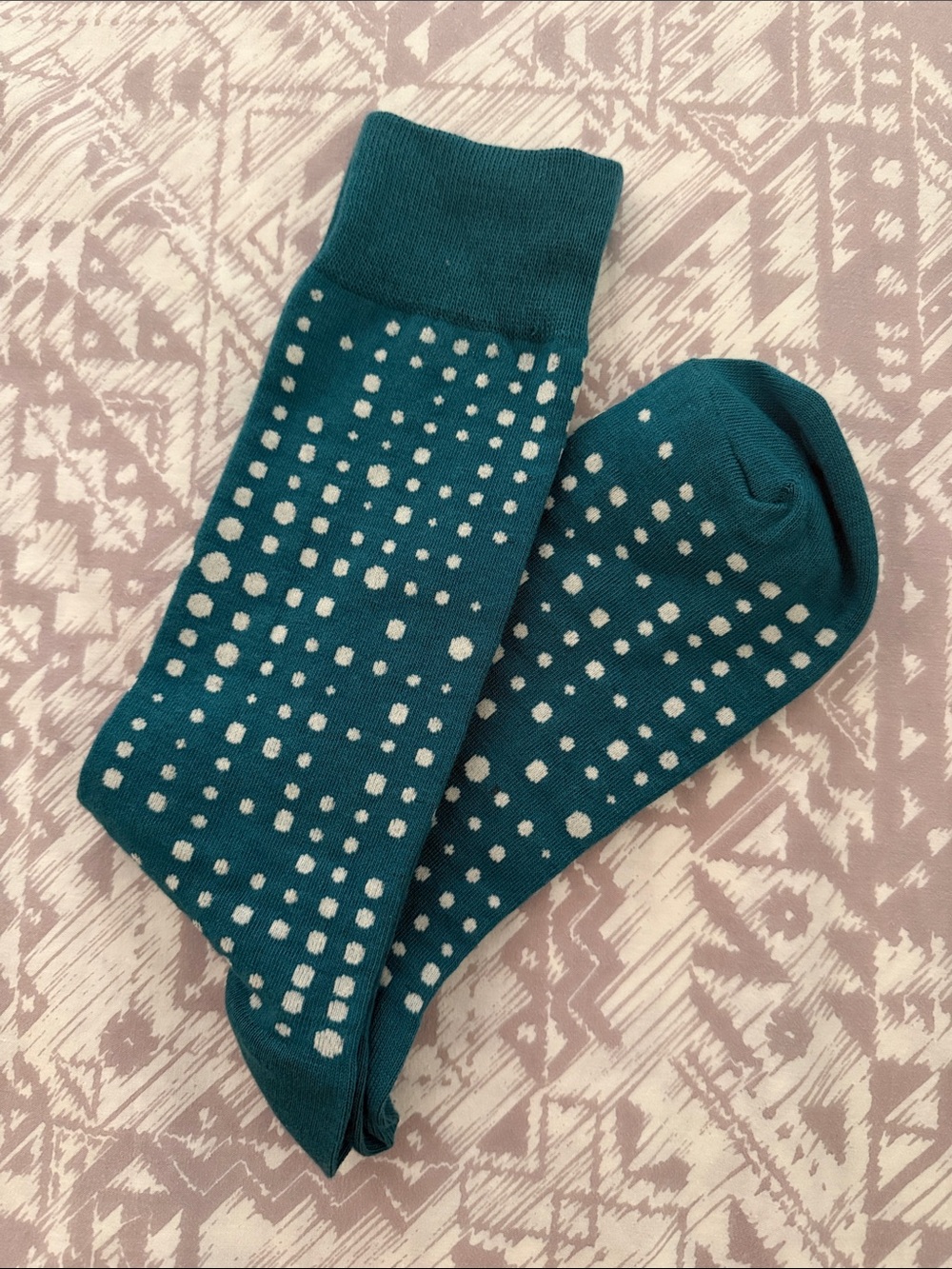 J. Crew Teal Dress Socks with White Dot Pattern NWOT - Picture 2 of 2